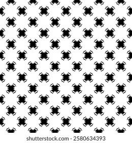 Black and white seamless abstract pattern. Background and backdrop. Grayscale ornamental design. Mosaic ornaments. Vector graphic illustration. EPS10.