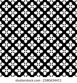 Black and white seamless abstract pattern. Background and backdrop. Grayscale ornamental design. Mosaic ornaments. Vector graphic illustration. EPS10.