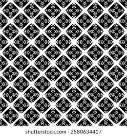 Black and white seamless abstract pattern. Background and backdrop. Grayscale ornamental design. Mosaic ornaments. Vector graphic illustration. EPS10.