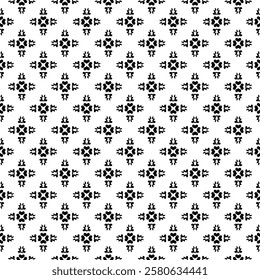 Black and white seamless abstract pattern. Background and backdrop. Grayscale ornamental design. Mosaic ornaments. Vector graphic illustration. EPS10.