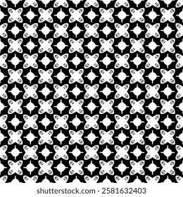 Black and white seamless abstract pattern. Background and backdrop. Grayscale ornamental design. Mosaic ornaments. Vector graphic illustration. EPS10.