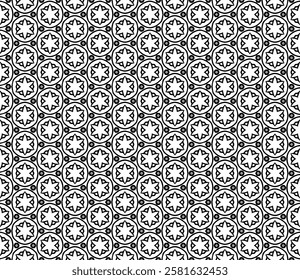 Black and white seamless abstract pattern. Background and backdrop. Grayscale ornamental design. Mosaic ornaments. Vector graphic illustration. EPS10.