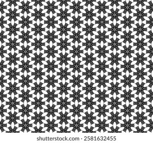 Black and white seamless abstract pattern. Background and backdrop. Grayscale ornamental design. Mosaic ornaments. Vector graphic illustration. EPS10.