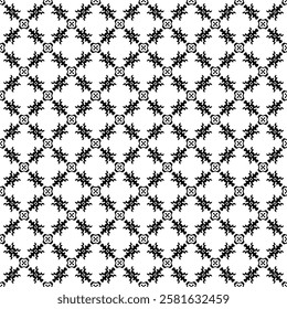 Black and white seamless abstract pattern. Background and backdrop. Grayscale ornamental design. Mosaic ornaments. Vector graphic illustration. EPS10.