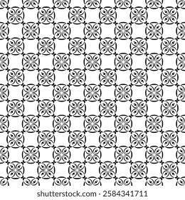 Black and white seamless abstract pattern. Background and backdrop. Grayscale ornamental design. Mosaic ornaments. Vector graphic illustration. EPS10.