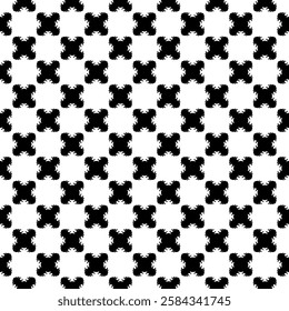 Black and white seamless abstract pattern. Background and backdrop. Grayscale ornamental design. Mosaic ornaments. Vector graphic illustration. EPS10.