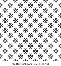 Black and white seamless abstract pattern. Background and backdrop. Grayscale ornamental design. Mosaic ornaments. Vector graphic illustration. EPS10.