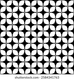 Black and white seamless abstract pattern. Background and backdrop. Grayscale ornamental design. Mosaic ornaments. Vector graphic illustration. EPS10.
