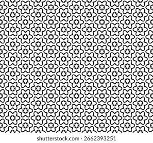 Patrón abstracto sin fisuras en blanco y negro. Antecedentes y contexto. Diseño ornamental en escala de grises. Adornos de mosaico. Vector ilustración gráfica. EPS10.