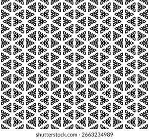 Black and white seamless abstract pattern. Background and backdrop. Grayscale ornamental design. Mosaic ornaments. Vector graphic illustration. EPS10.
