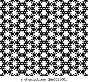 Black and white seamless abstract pattern. Background and backdrop. Grayscale ornamental design. Mosaic ornaments. Vector graphic illustration. EPS10.