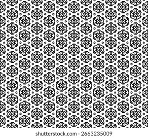 Black and white seamless abstract pattern. Background and backdrop. Grayscale ornamental design. Mosaic ornaments. Vector graphic illustration. EPS10.