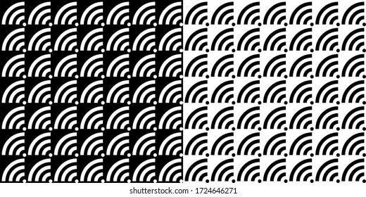 Black And White Seamless Abstract Wi Fi Pattern Vector Illustration