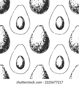 vector de aguacate sin costuras en blanco y negro. adecuado para textiles y todas las impresiones.
