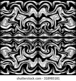 Black and white seamless background with abstract waves