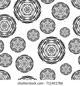 Black and white seamless background with abstract geometric pattern. Lace background. Textile rapport.