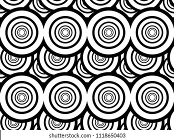Black and white seamless background with circles 