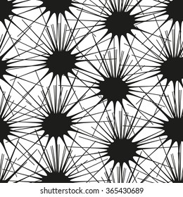 Black and white seamless background of elements with thorns