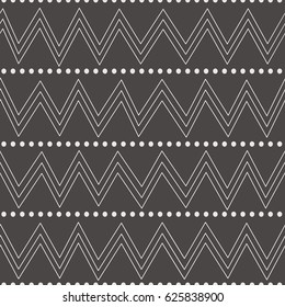 Black and white seamless background. Ethnic geometric ornament. Vector illustration. 