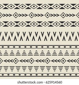 Black and white seamless background. Ethnic geometric ornament. Vector illustration. 