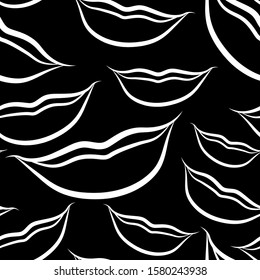 black and white seamless background with female lips