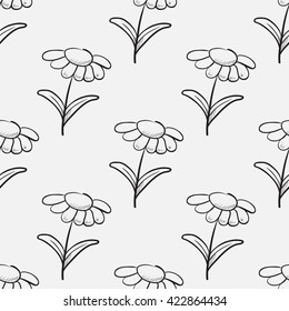 black and white seamless background of flowers