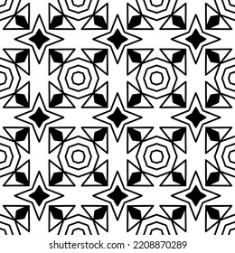 Black and white seamless background. Geometrical Pattern design. Simple and minimal pattern ideal for Wallpaper, Backdrop, shirt printing, fashion, stencil, handmade craft. Vector Illustration.