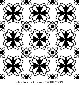 Black and white seamless background. Geometrical Pattern design. Simple and minimal pattern ideal for Wallpaper, Backdrop, shirt printing, fashion, stencil, handmade craft. Vector Illustration.