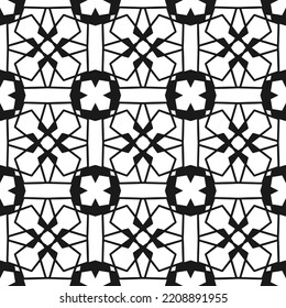 Black and white seamless background. Geometrical Pattern design. Simple and minimal pattern ideal for Wallpaper, Backdrop, shirt printing, fashion, stencil, handmade craft. Vector Illustration.