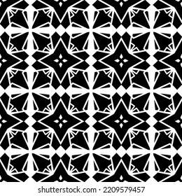 Black and white seamless background. Geometrical Pattern design. Simple and minimal pattern ideal for Wallpaper, Backdrop, shirt printing, fashion, stencil, handmade craft. Vector Illustration.