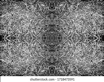Black and White Seamless Background Pattern Hatch Grass Straw Texture