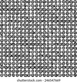 Black and white seamless background with polka dots.