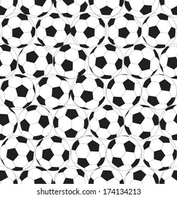 Black and white seamless background with soccer ball.