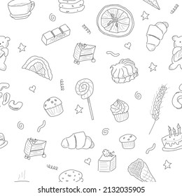 black and white seamless background with sweets