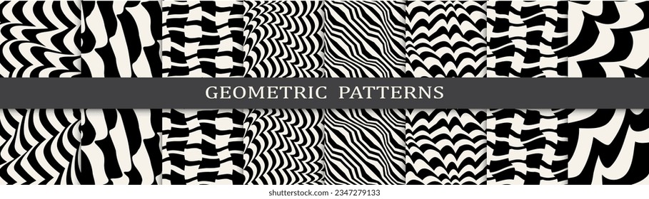 black and white seamless background zebra pattern set