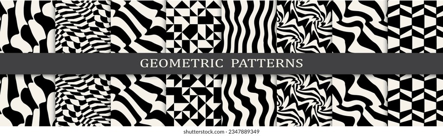 black and white seamless background zebra pattern set