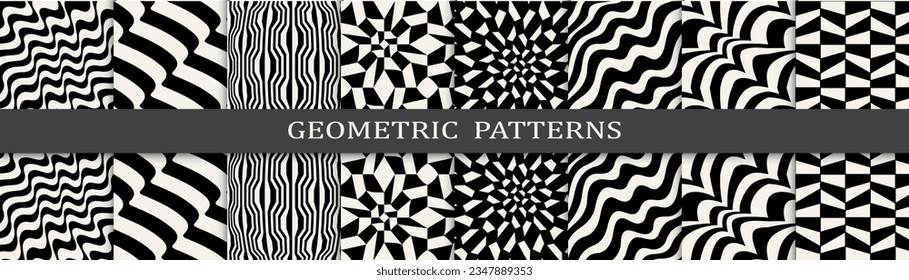 black and white seamless background zebra pattern set