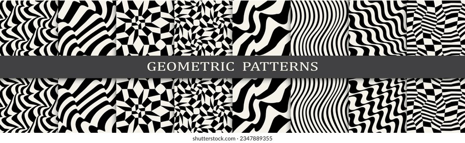 black and white seamless background zebra pattern set