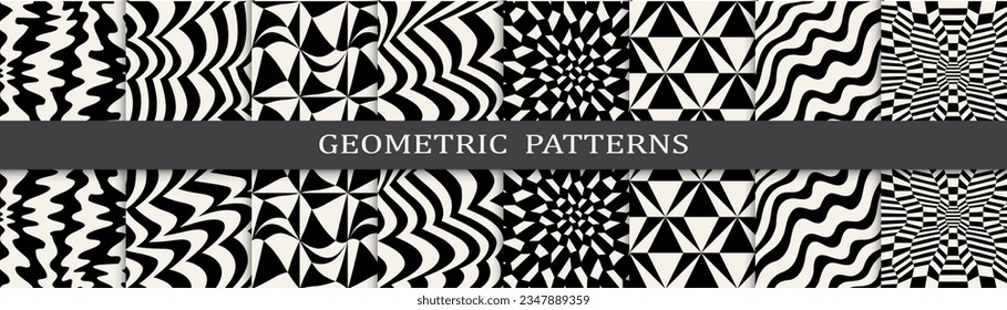 black and white seamless background zebra pattern set