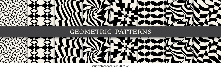 black and white seamless background zebra pattern set