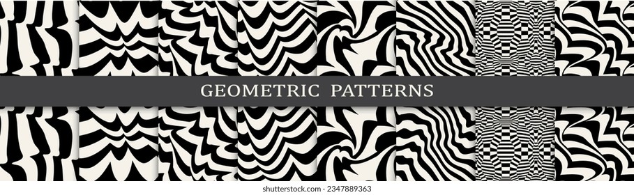 black and white seamless background zebra pattern set
