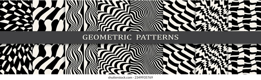 black and white seamless background zebra pattern set