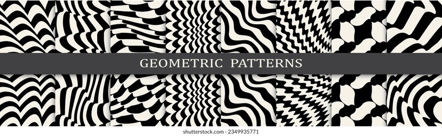 black and white seamless background zebra pattern set