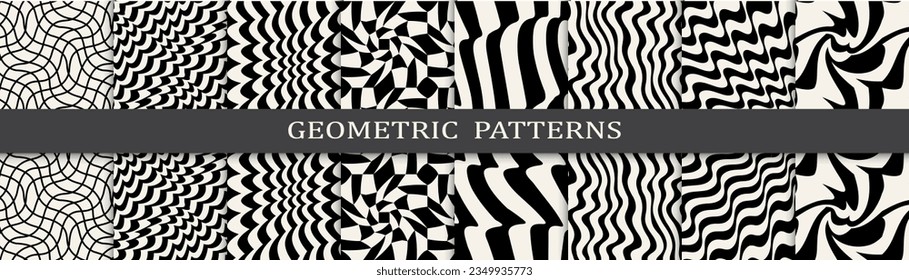 black and white seamless background zebra pattern set