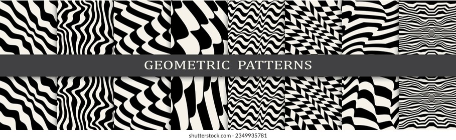 black and white seamless background zebra pattern set