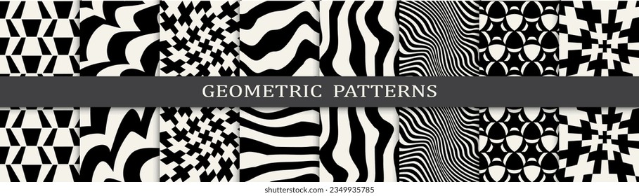 black and white seamless background zebra pattern set