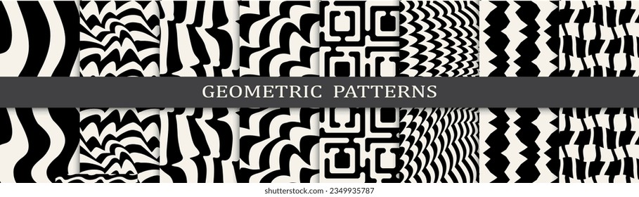 black and white seamless background zebra pattern set