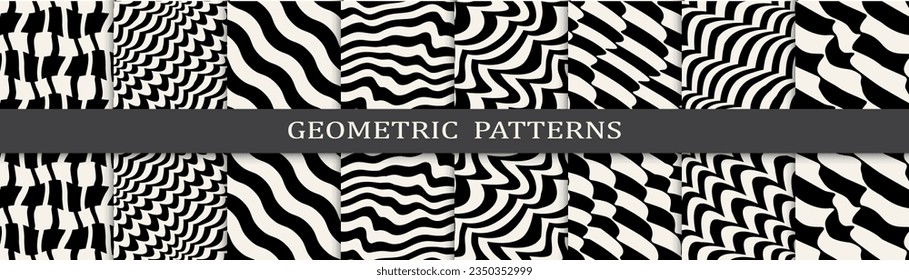 black and white seamless background zebra pattern set