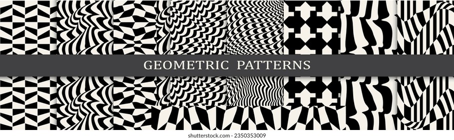 black and white seamless background zebra pattern set