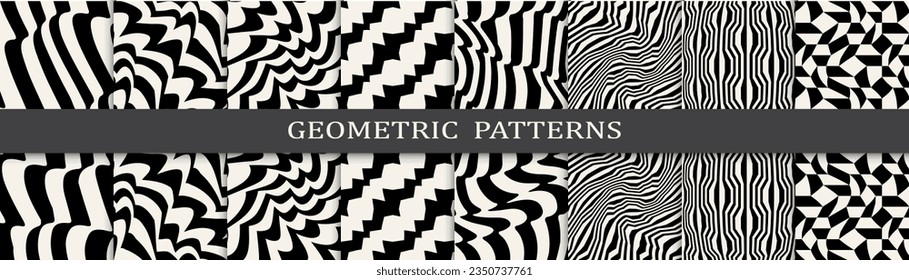 black and white seamless background zebra pattern set